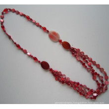 Long Multi Stands Crystal Beads Necklace